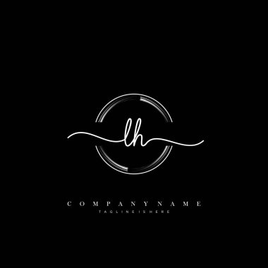 LH ilk el yazısı logo şablonu vektörü.