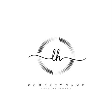 LH ilk el yazısı logo şablonu vektörü.