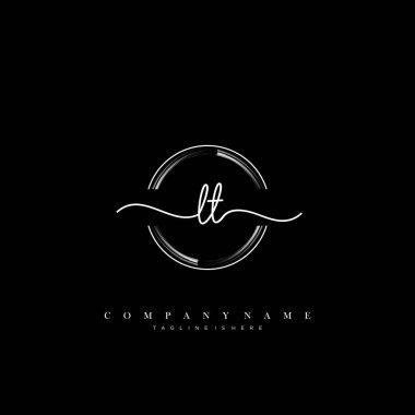 LT ilk el yazısı logo şablonu vektörü.