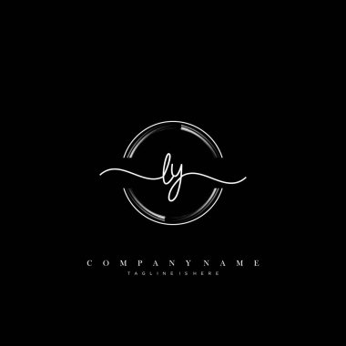 LY ilk el yazısı logo şablonu vektörü.