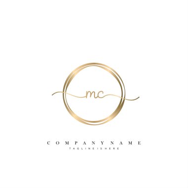 MC ilk el yazısı logo şablonu vektörü.