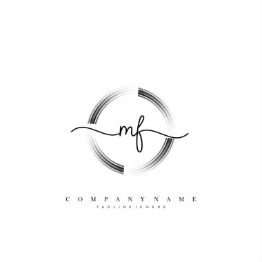 MF ilk el yazısı logo şablonu vektörü.