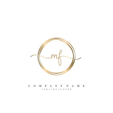 MF ilk el yazısı logo şablonu vektörü.