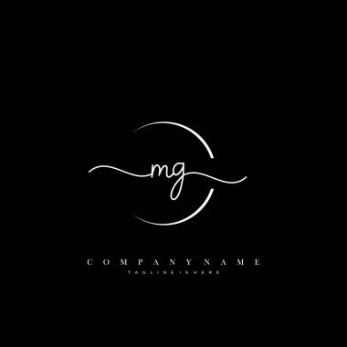 MG ilk el yazısı logo şablonu vektörü.
