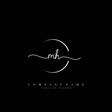 MH ilk el yazısı logo şablonu vektörü.
