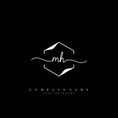 MH ilk el yazısı logo şablonu vektörü.