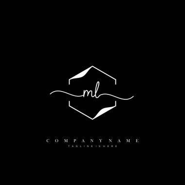 ML ilk el yazısı logo şablonu vektörü.