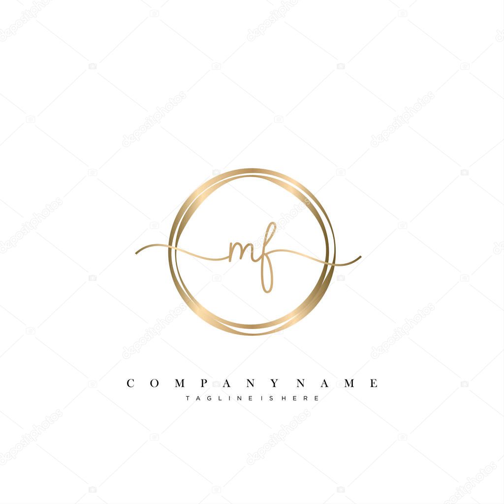 MF Initial handwriting logo template vector.