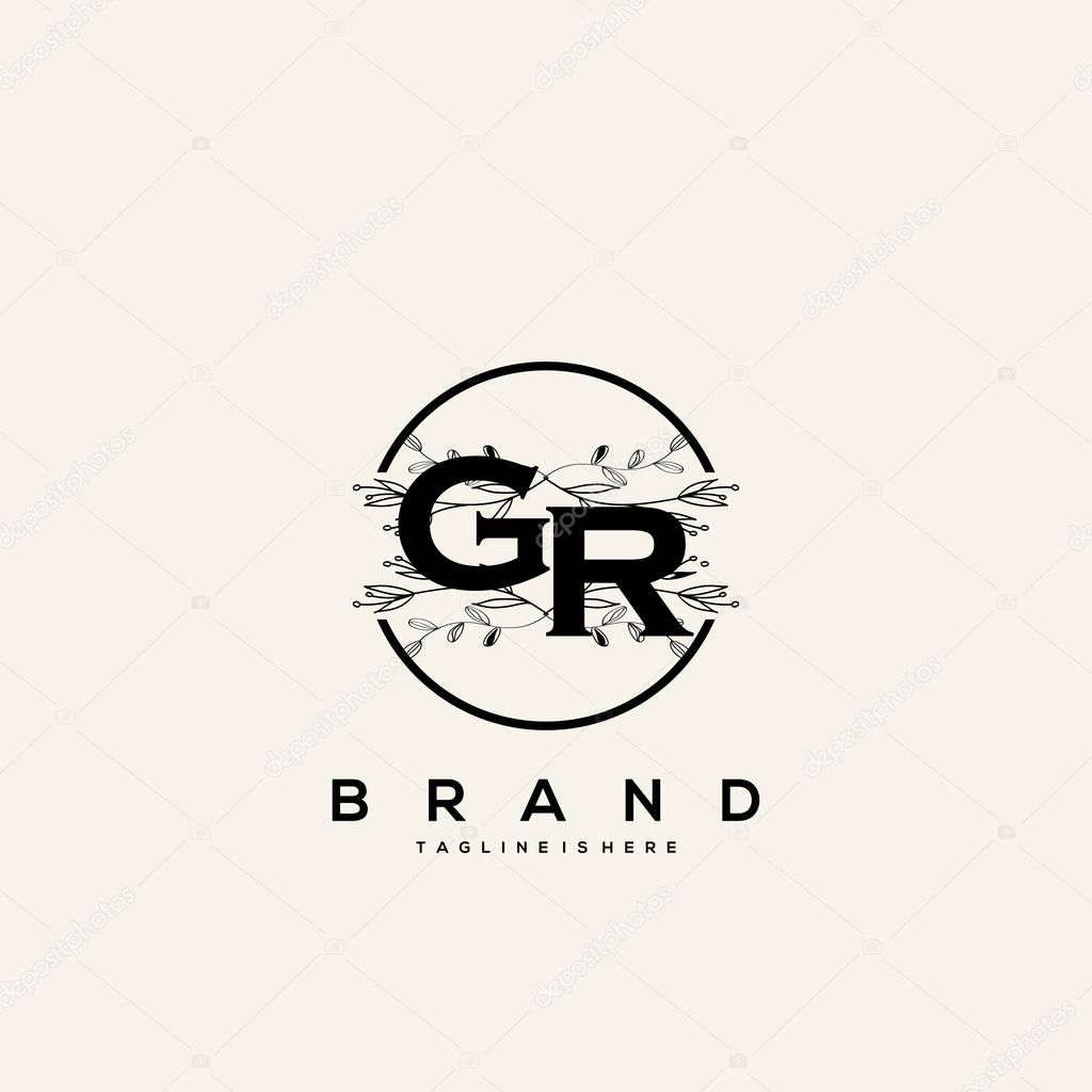 GR Initial Letter Flower Logo Template Vector