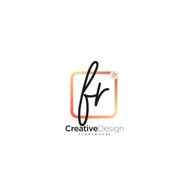 FR Signature letter Logo Template Vector