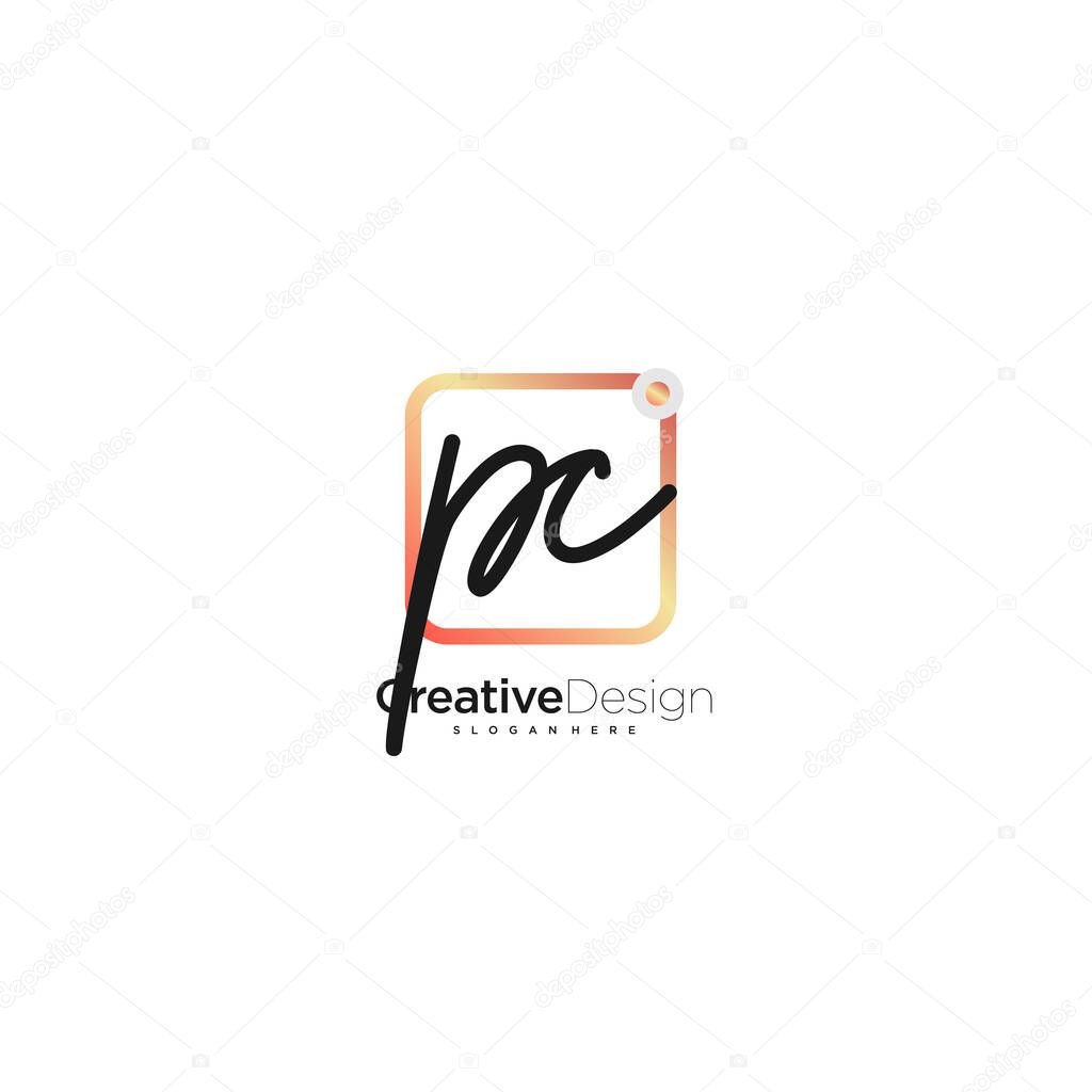 PC Signature letter Logo Template Vector