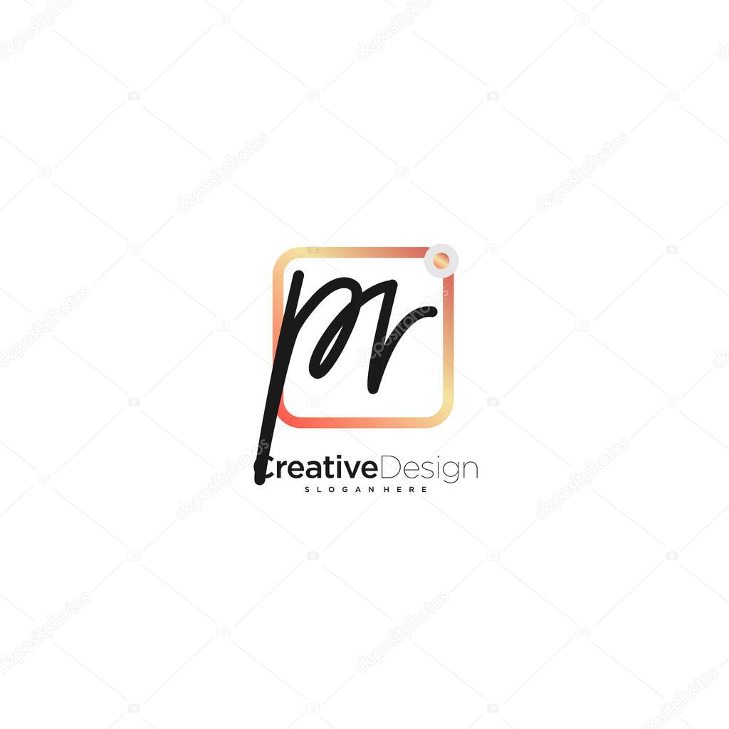 PR Signature letter Logo Template Vector