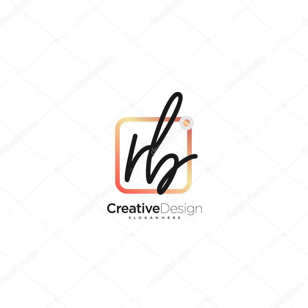 RB Signature letter Logo Template Vector