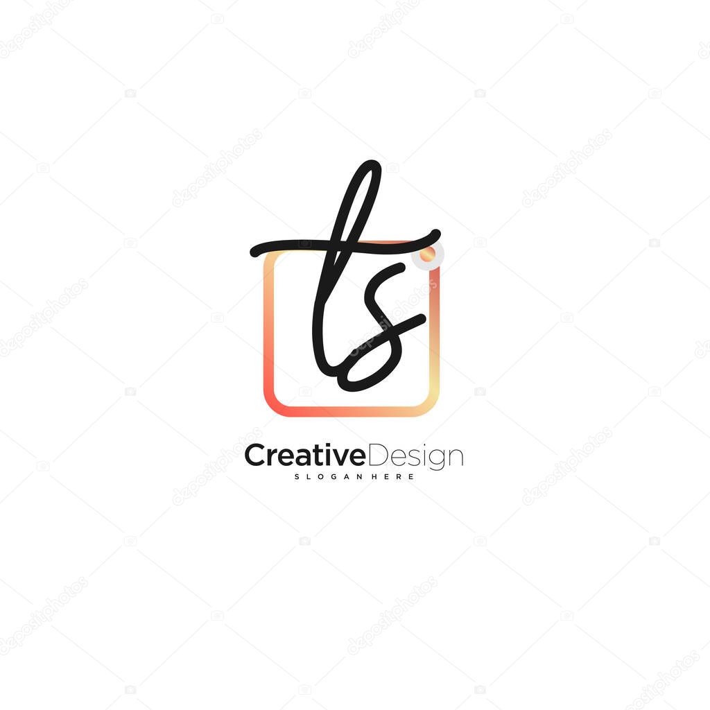 TS Signature letter Logo Template Vector
