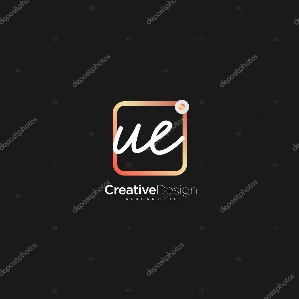 UE Signature letter Logo Template Vector