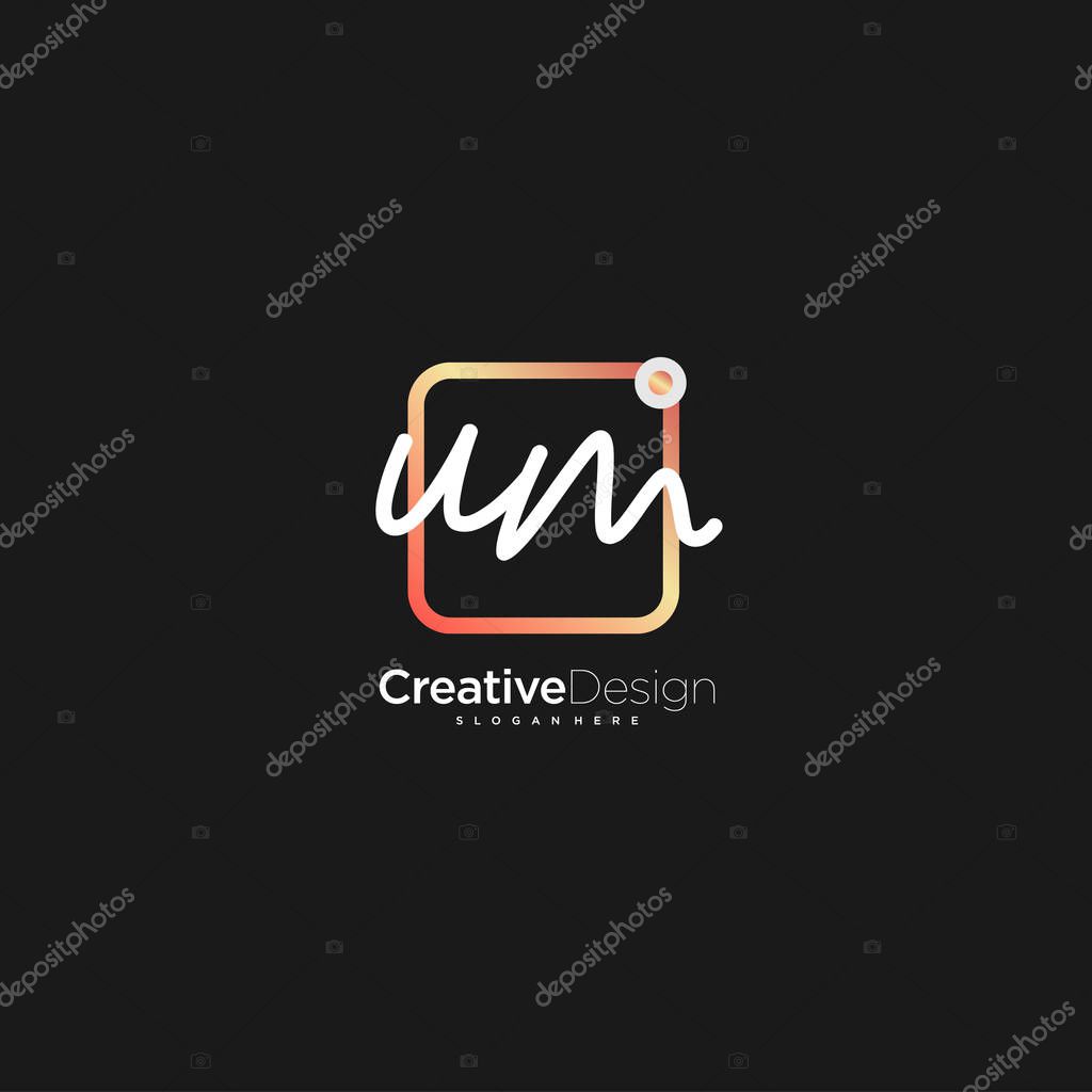 UM Signature letter Logo Template Vector