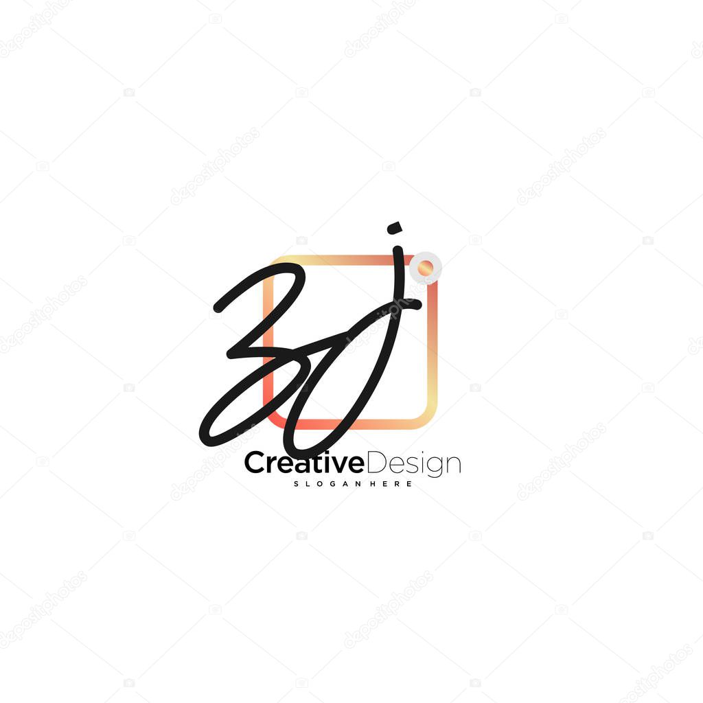 ZJ Signature letter Logo Template Vector