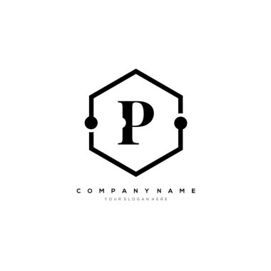 P harfi Logo şablonu vektör çizim