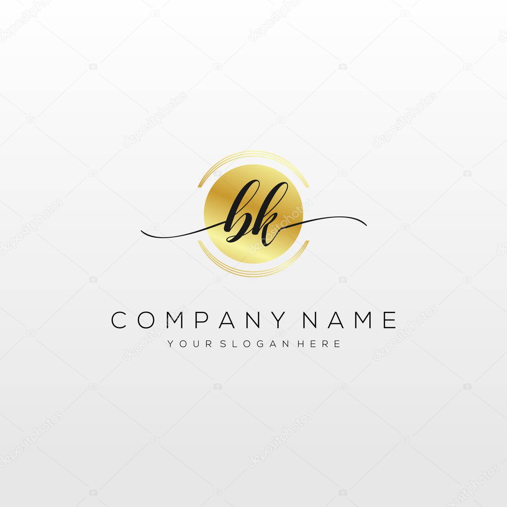 BK Initial Handwriting Logo vector, Logo For Business, Beauty, Fashion And Another.