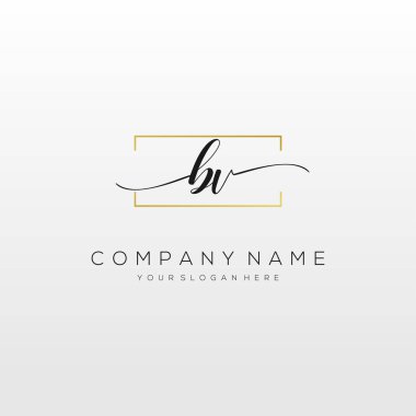 Bv El Yazısı Logo Vektörü, İş, Güzellik, Moda İçin Logo ve Bir Diğer.
