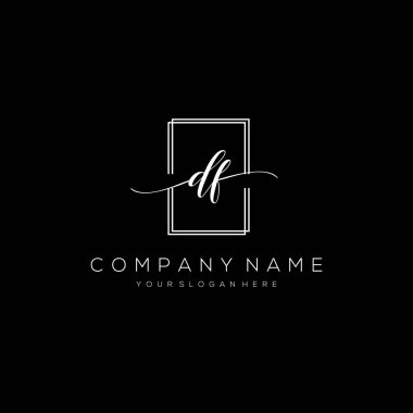 DF İlk El Yazısı Logosu Vektörü, İş, Güzellik, Moda İçin Logo ve Bir Diğer.