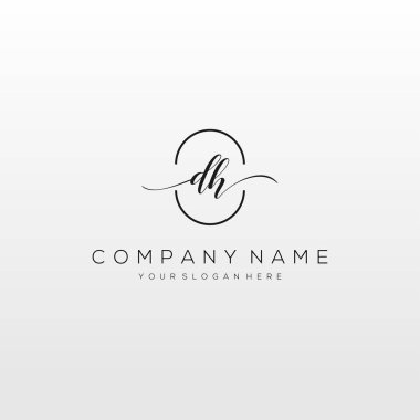 DH İlk El Yazısı Logosu Vektörü, İş, Güzellik, Moda İçin Logo ve Bir Diğer.