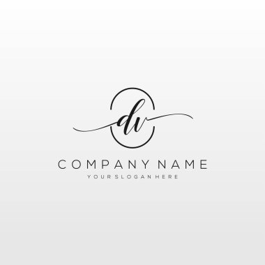 DV İlk El Yazısı Logosu Vektörü, İş, Güzellik, Moda İçin Logo ve Bir Diğer.