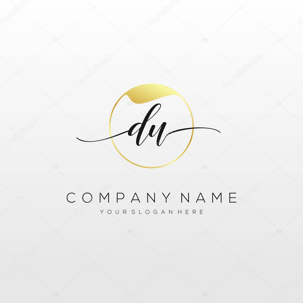 DU Initial Handwriting Logo vector, Logo For Business, Beauty, Fashion And Another.