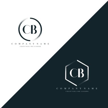 CB Initial Letter Circle Brush & Hexagon Brush Logo Template Vector