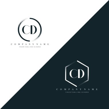 CD Initial Letter Circle Brush & Hexagon Brush Logo Template Vector