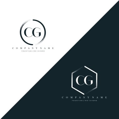 CG Initial Letter Circle Brush & Hexagon Brush Logo Template Vector