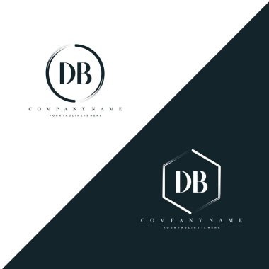 DB Initial Letter Circle Brush & Hexagon Brush Logo Template Vector