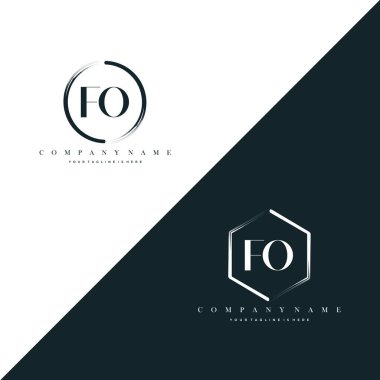 İlk Harf Çemberi Fırça ve Altıgen Fırça Logo Şablonu Vektörü