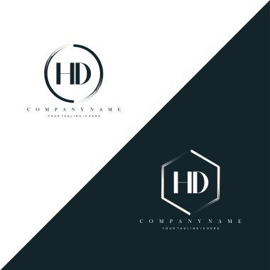 HD Initial Letter Circle Brush & Hexagon Brush Logo Template Vector
