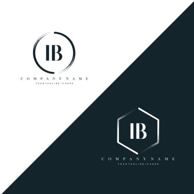 IB Initial Letter Circle Brush & Hexagon Brush Logo Template Vector
