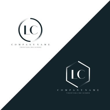 LC Initial Letter Circle Brush & Hexagon Brush Logo Template Vector