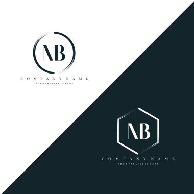 NB Initial Letter Circle Brush & Hexagon Brush Logo Template Vector