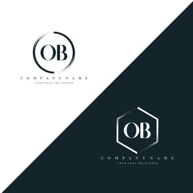 OB Initial Letter Circle Brush & Hexagon Brush Logo Template Vector