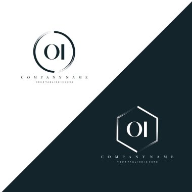 OI Initial Letter Circle Brush & Hexagon Brush Logo Template Vector