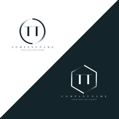 TT Initial Letter Circle Brush & Hexagon Brush Logo Template Vector