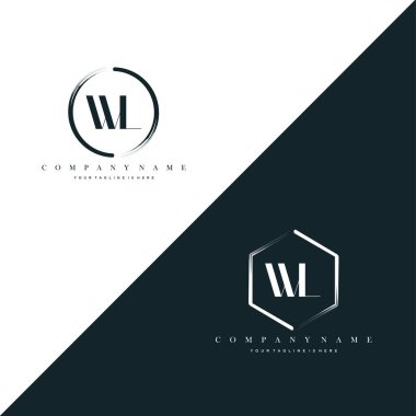 WL Initial Letter Circle Brush & Hexagon Brush Logo Template Vector