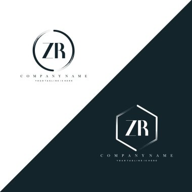 Zr İlk Harf Çemberi Fırça ve Altıgen Fırça Logo Şablonu Vektörü