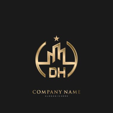Dh Başlangıç Mektubu Emlak Konut Logosu İşletme, İnşaat ve Mimarlık için Logo Vektörü
