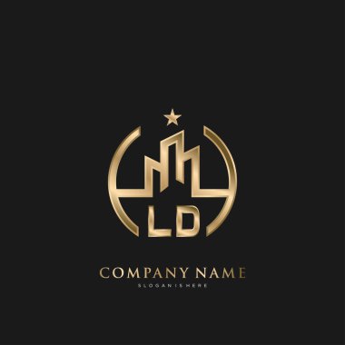 LD Başlangıç Mektubu Emlak Konut Logosu İş, İnşaat, Mimarlık İçin Logo Vektörü