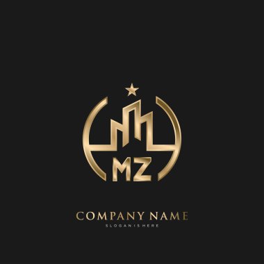 MZ İlk Harf Emlak Konut Logosu İşletme, İnşaat, Mimarlık İçin Logo Vektörü