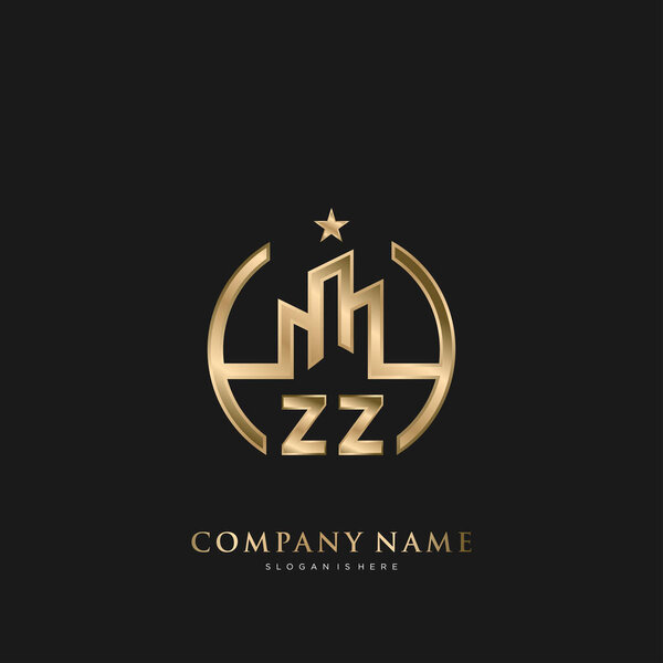 ZZ Initial Letter Real Estate Luxury house Logo Vector for Business, Building, Architecture