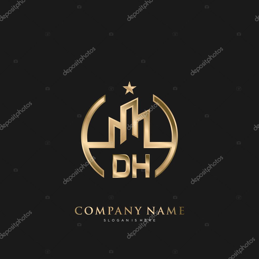 DH Initial Letter Real Estate Luxury house Logo Vector for Business, Building, Architecture