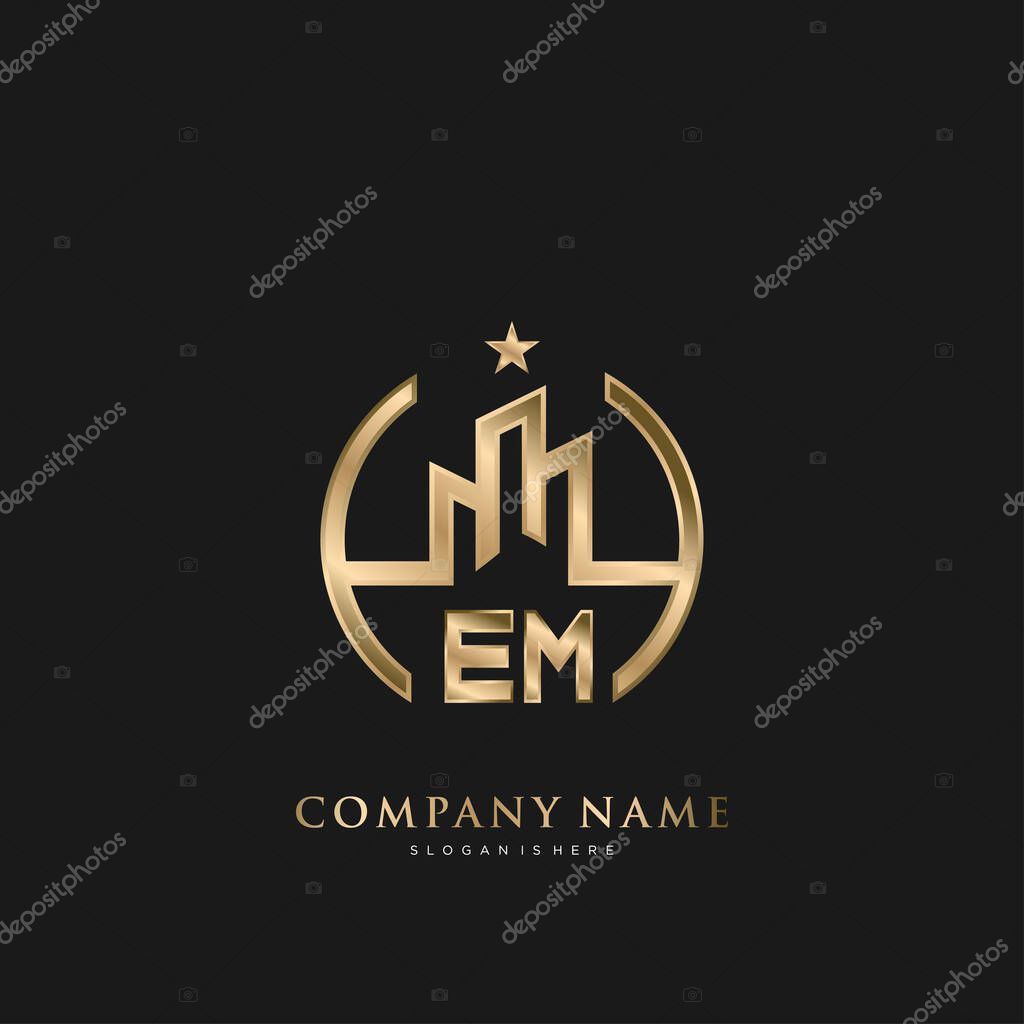EM Initial Letter Real Estate Luxury house Logo Vector for Business, Building, Architecture