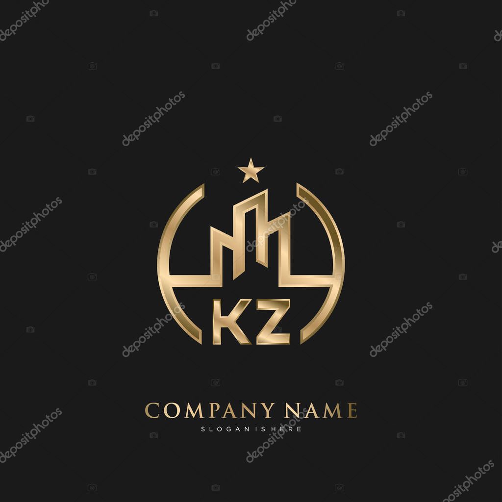 KZ Initial Letter Real Estate Luxury house Logo Vector for Business, Building, Architecture