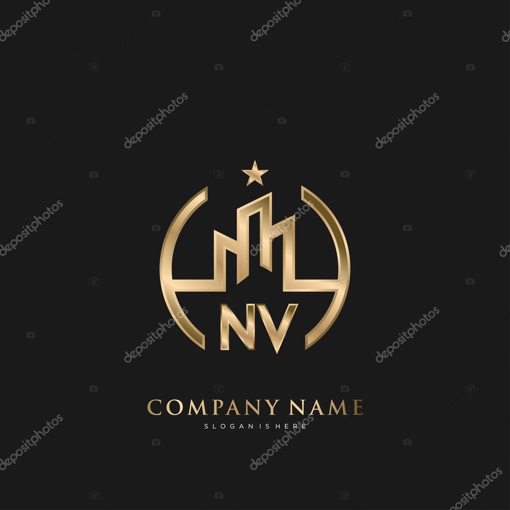 NV Initial Letter Real Estate Luxury house Logo Vector for Business, Building, Architecture